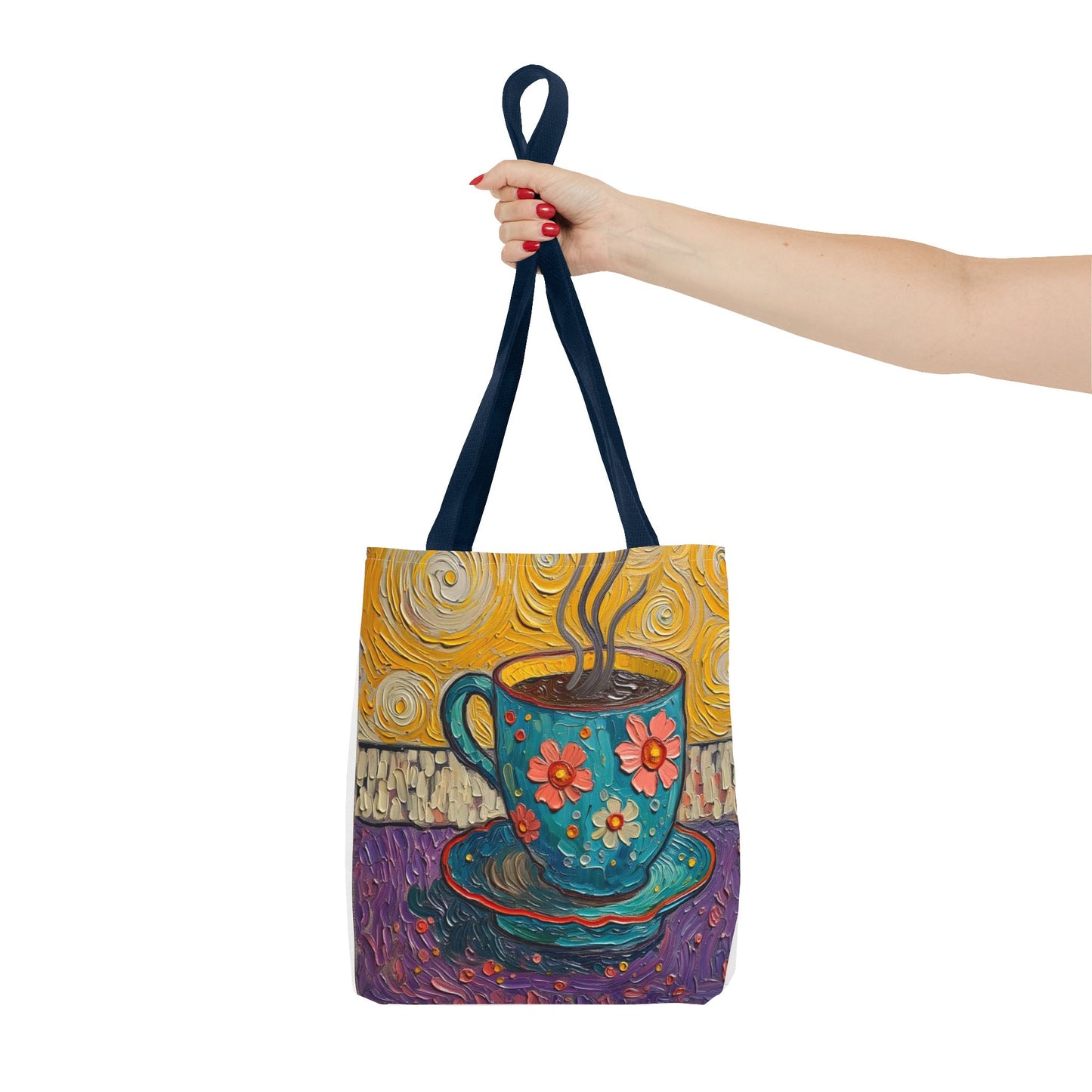 Floral Coffee Cup Tote Bag | Colorful Swirl Art Coffee Tote