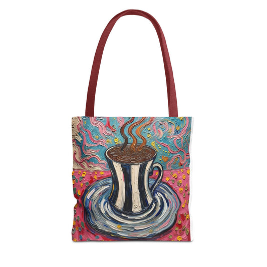 Vintage Coffee Cup Tote Bag | Colorful Art Coffee Tote