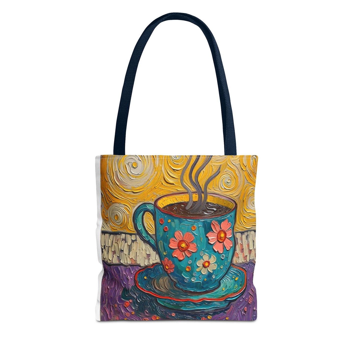 Floral Coffee Cup Tote Bag | Colorful Swirl Art Coffee Tote