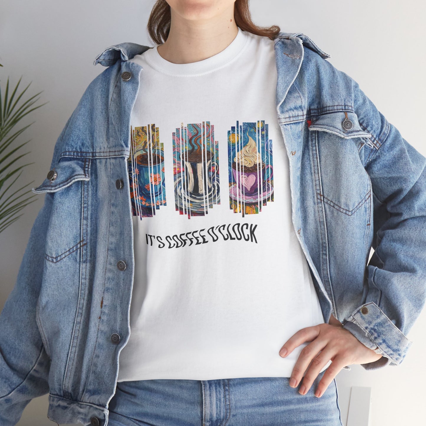 Coffee Cup Fragmented Graphic Tee — Colorful Modern Art T‑Shirt