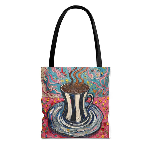 Vintage Coffee Cup Tote Bag | Colorful Art Coffee Tote