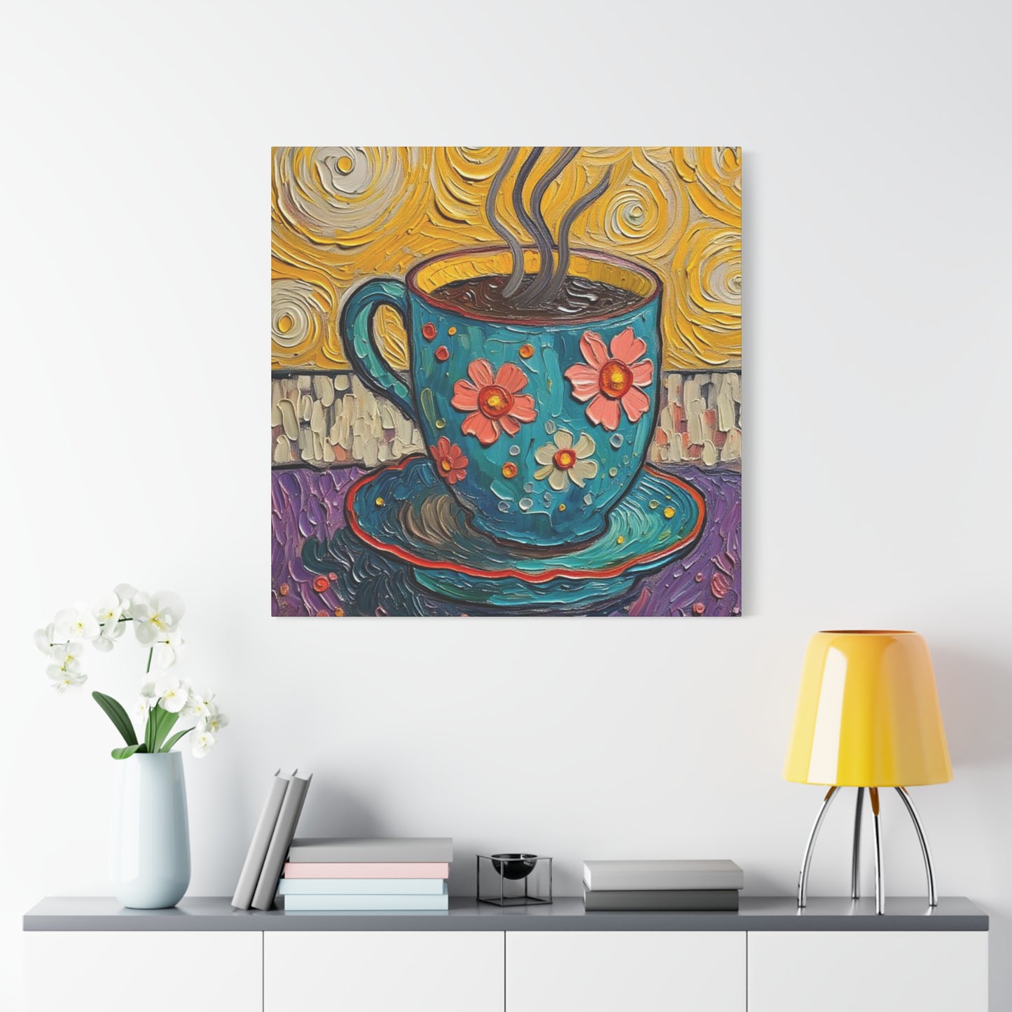 Whimsical Coffee Cup Matte Canvas