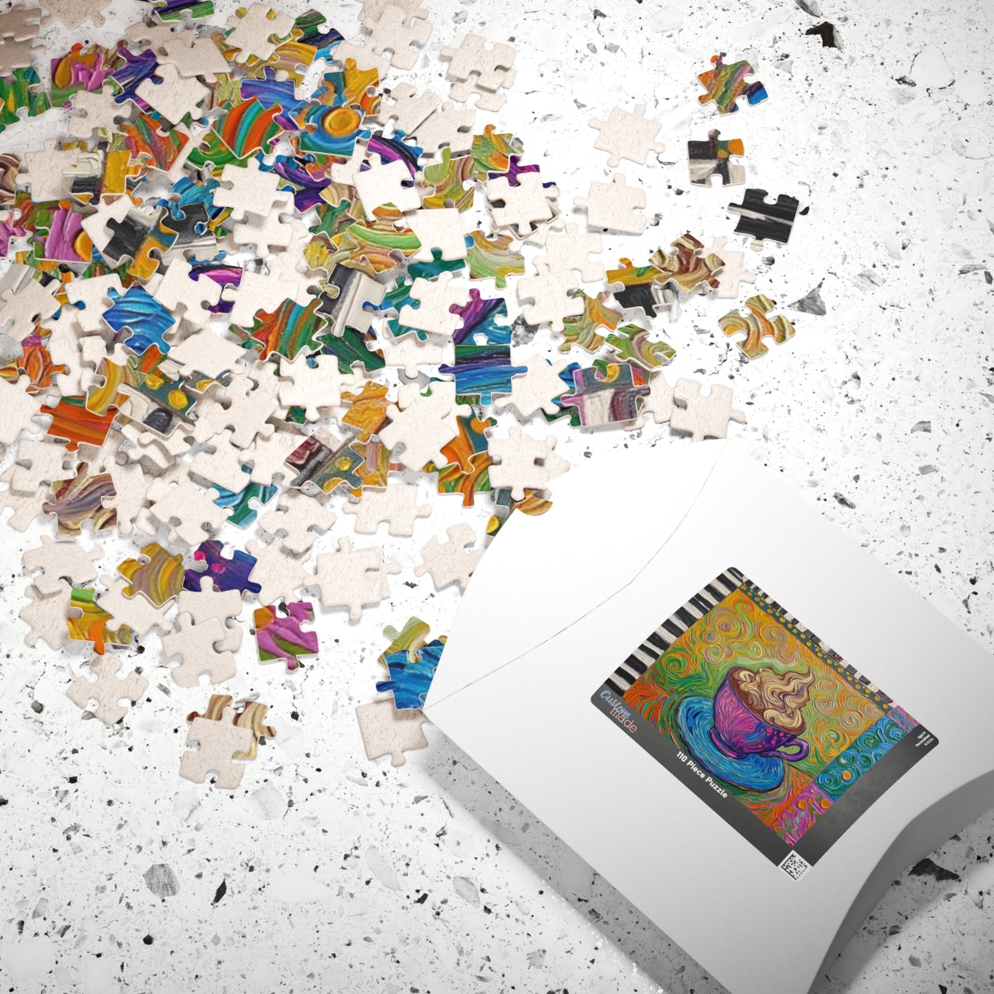 Colorful Whimsical Coffee Cup Puzzle – 110/252/520/1014-Piece Art Jigsaw