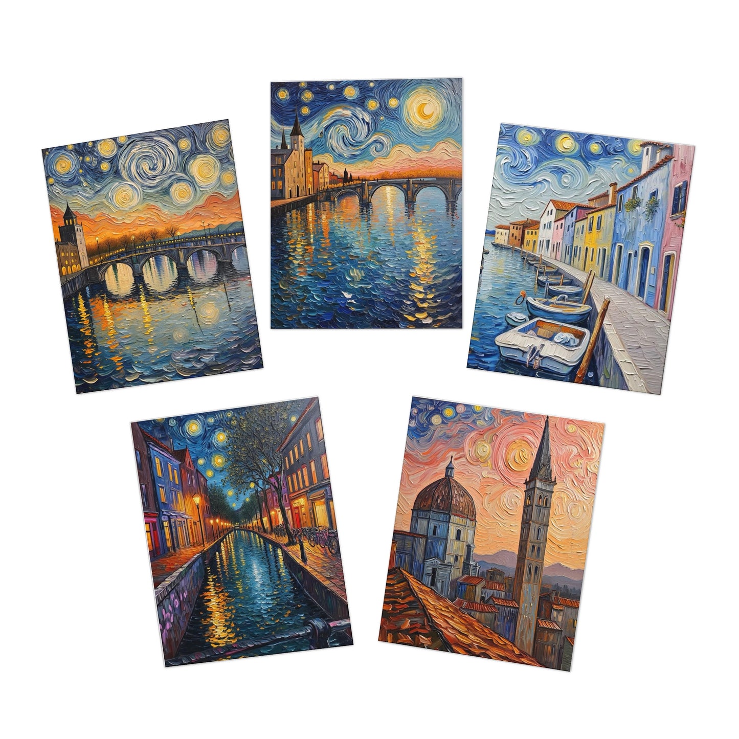 Starry Cityscape Greeting Cards (5-Pack)