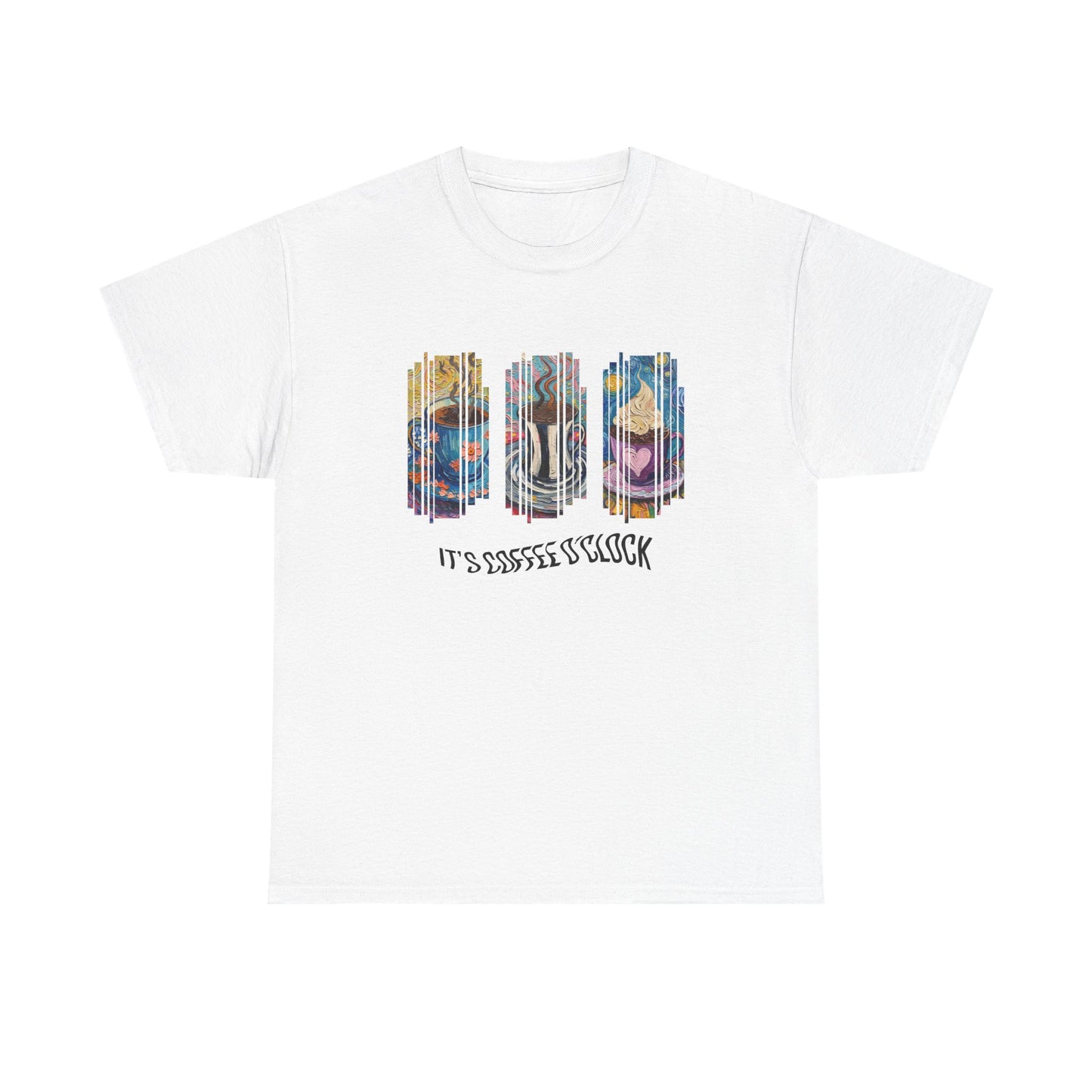 Coffee Cup Fragmented Graphic Tee — Colorful Modern Art T‑Shirt