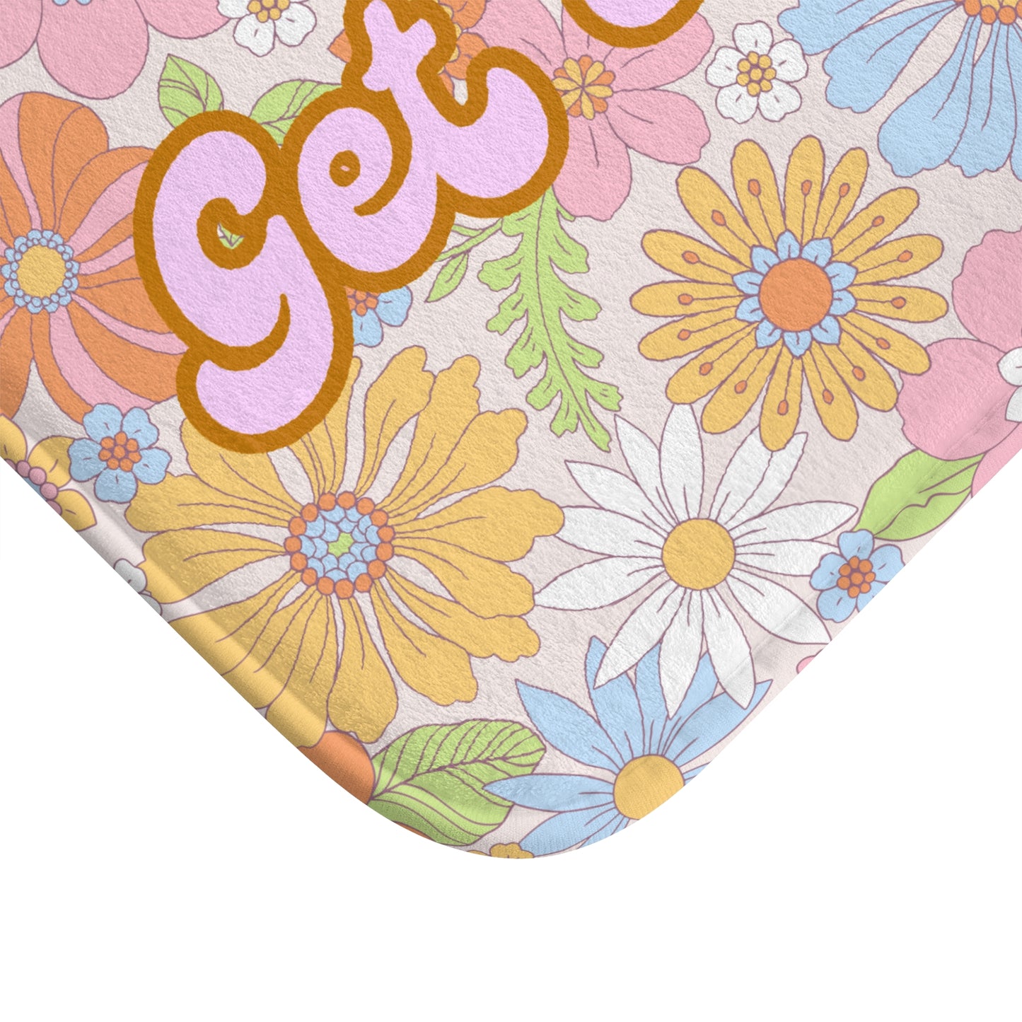 Bath Mat — 'Get Naked' Retro Floral Bathroom Mat