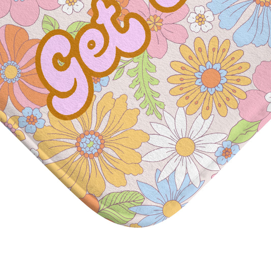 Bath Mat — 'Get Naked' Retro Floral Bathroom Mat