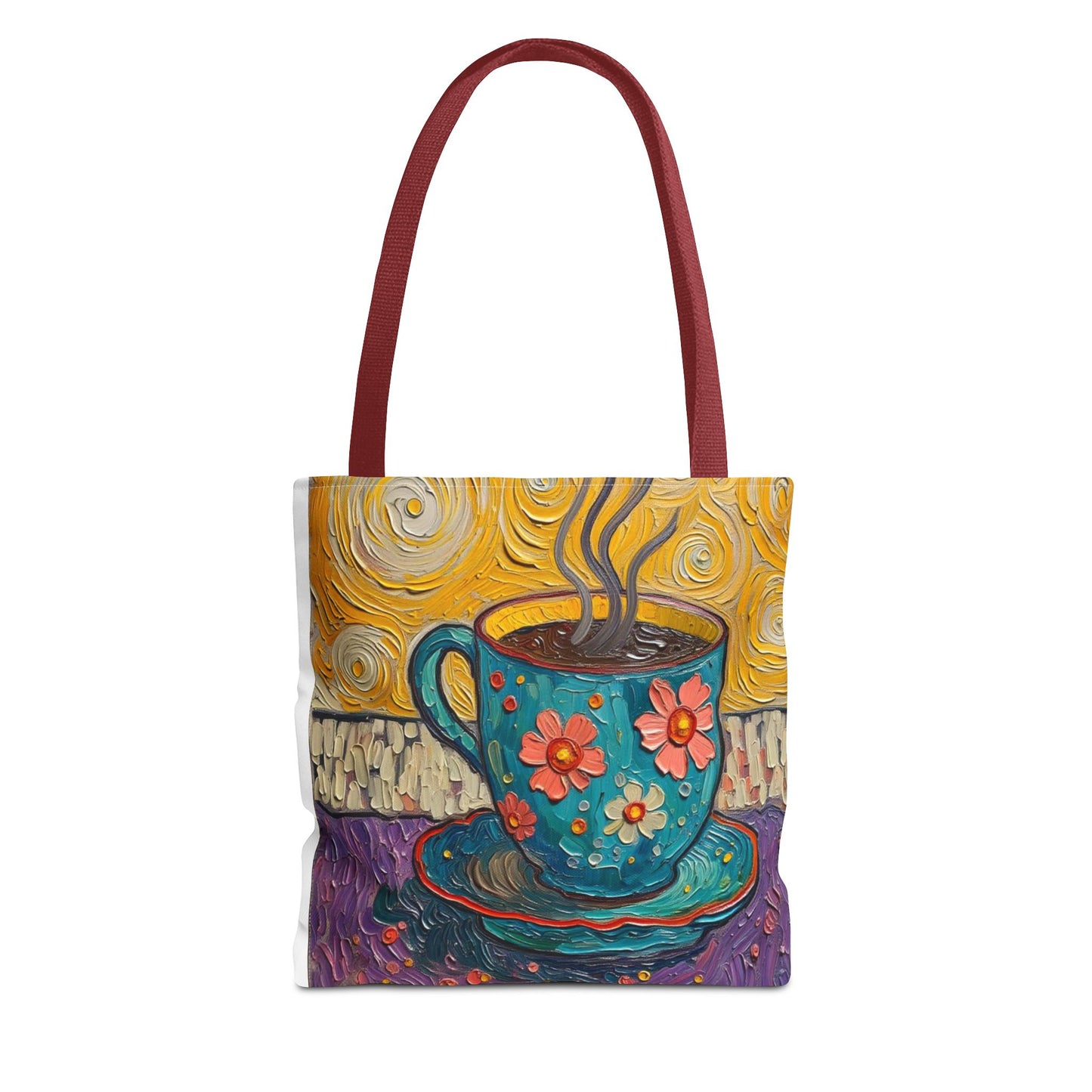 Floral Coffee Cup Tote Bag | Colorful Swirl Art Coffee Tote