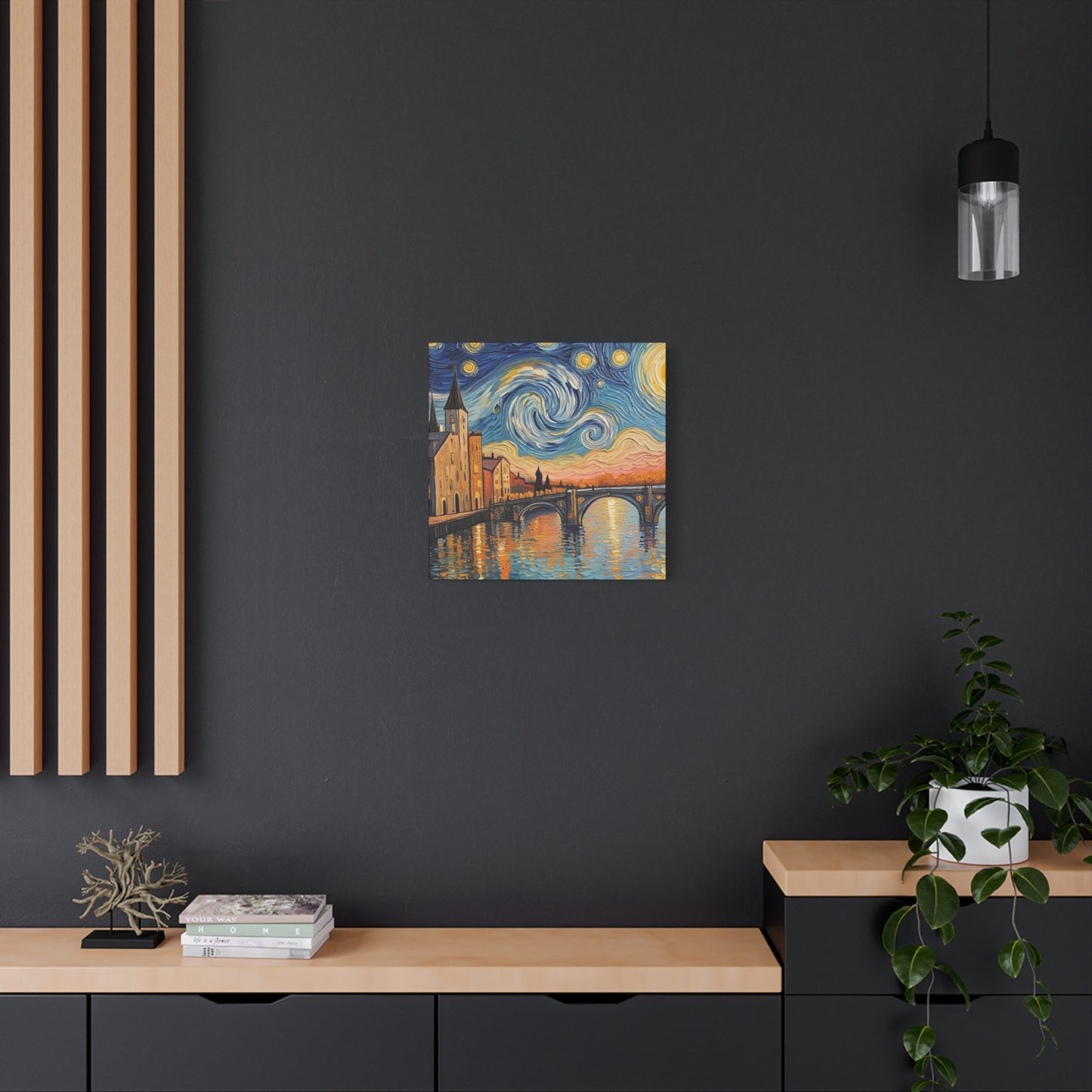 Van Gogh Style Arno River Bridge Canvas — Matte Stretched Wall Art