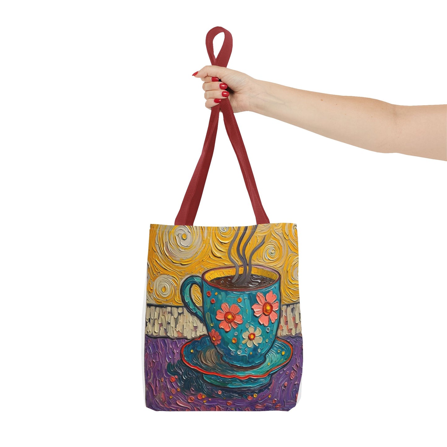 Floral Coffee Cup Tote Bag | Colorful Swirl Art Coffee Tote