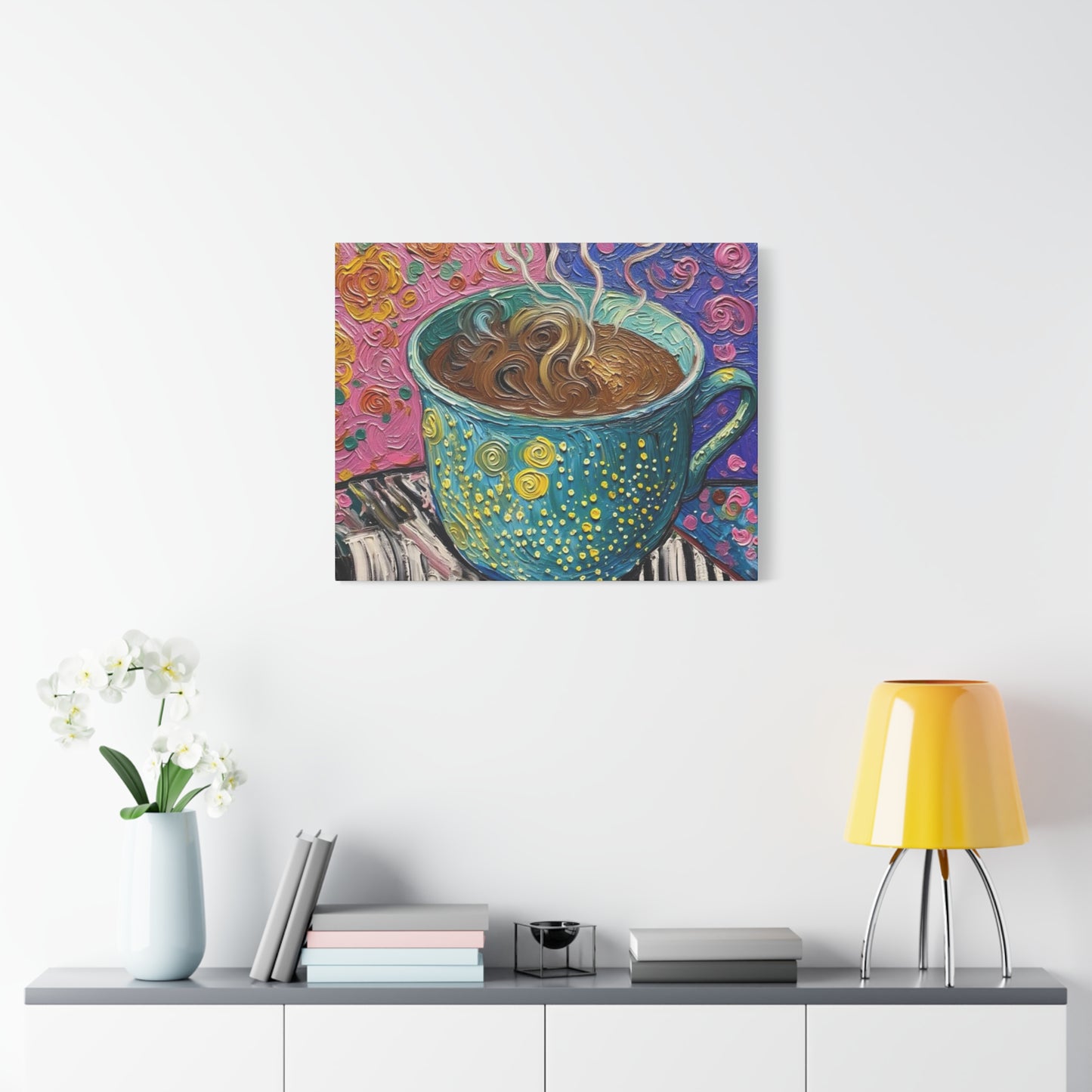 Whimsical Coffee Cup Matte Canvas